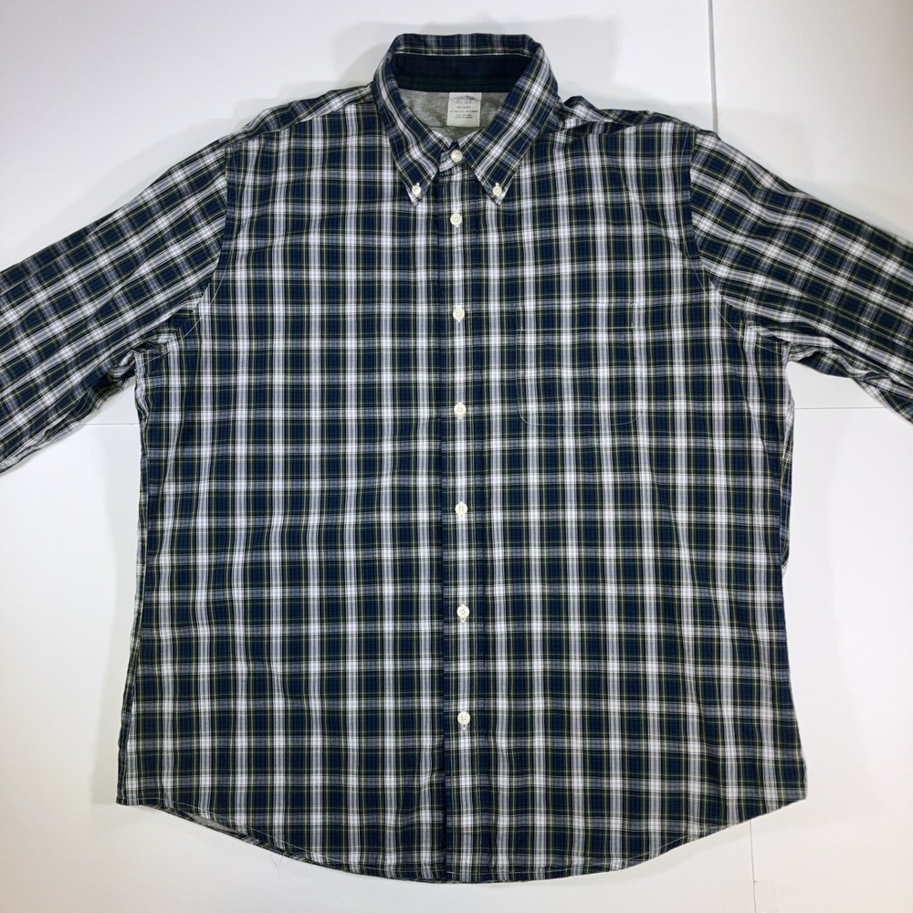 Brooks Brothers Men's XL Regent Fit Plaid Lined Button Down Shirt Cotton